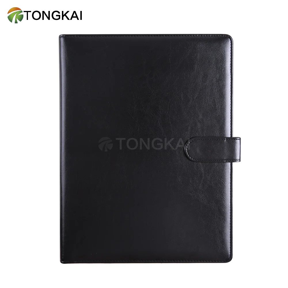 Dark green carrying leather file folder bag car folder with clipboard notepad & card slots