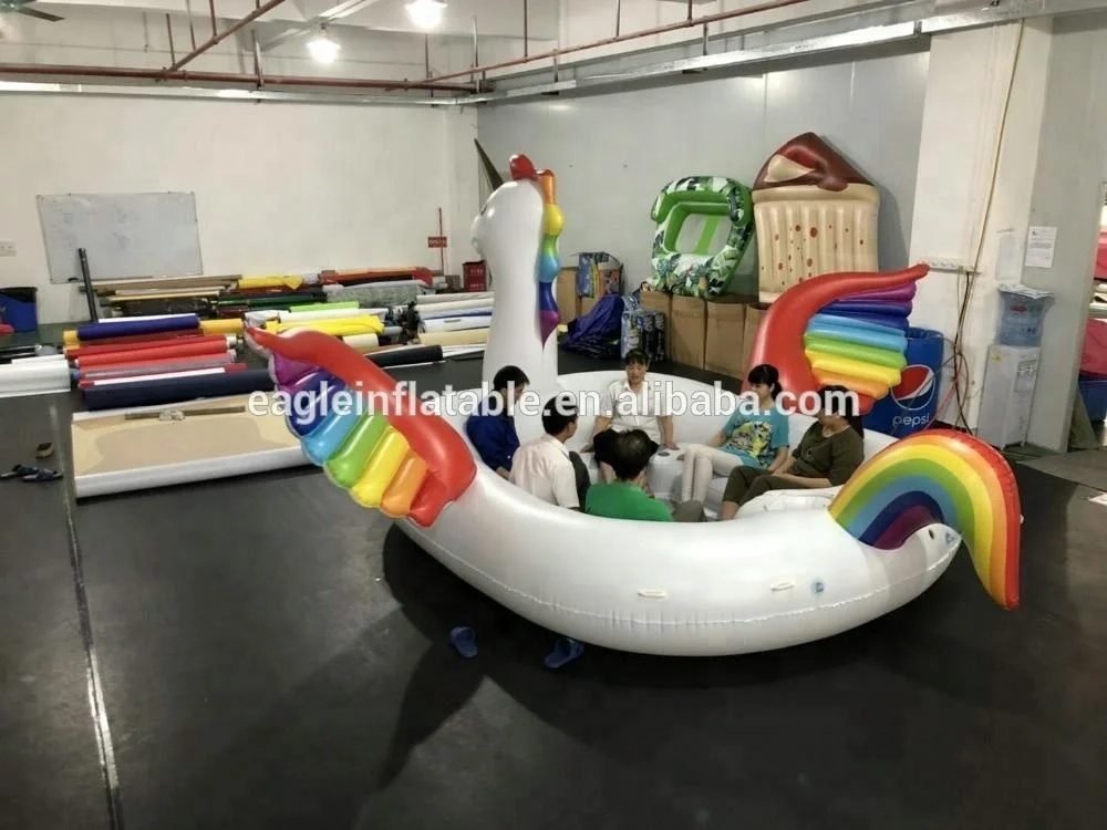 Water partk and beach sea side toy newest huge 6 person inflatable Unicorn Party Bird water Island