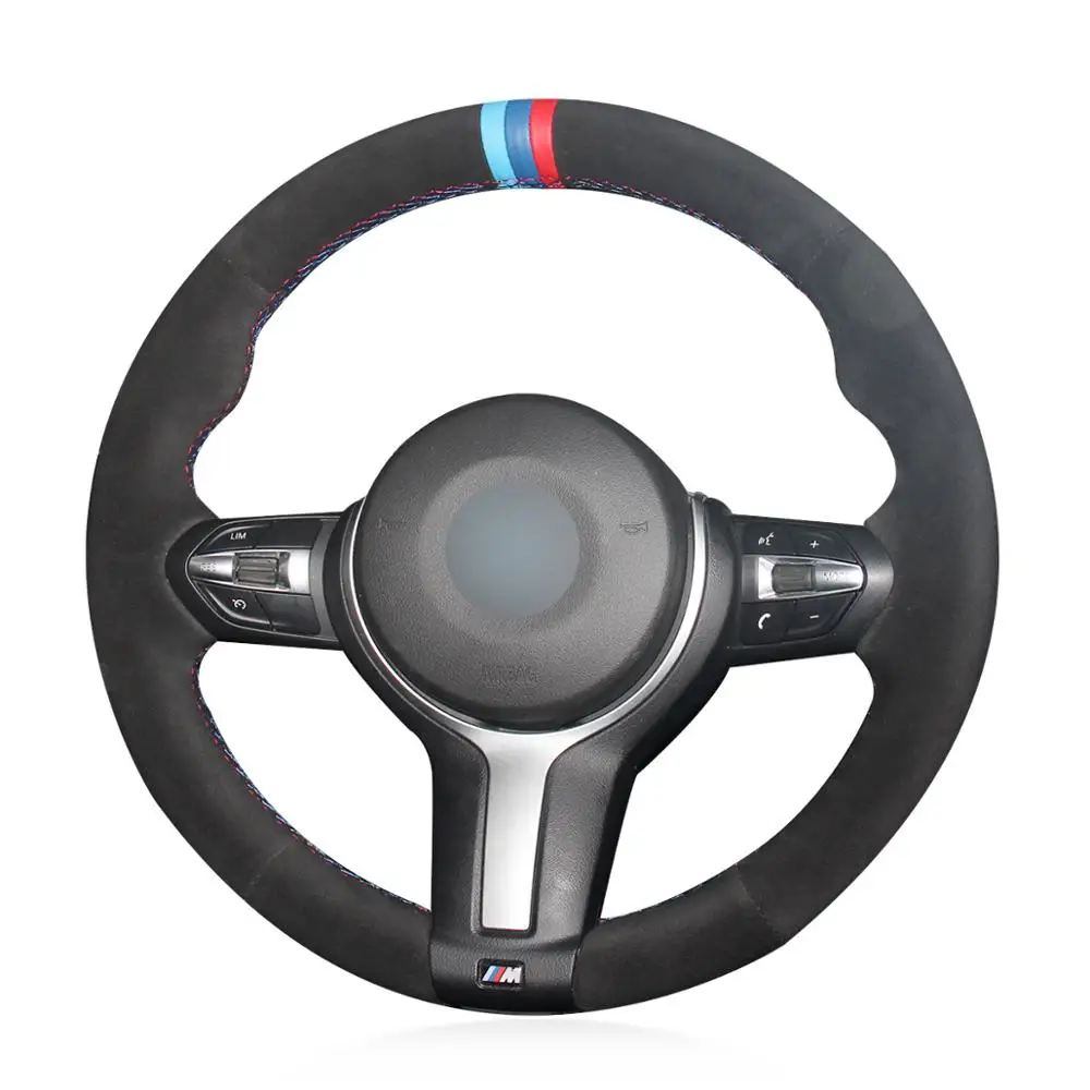 
Hand Make Stitch Black Suede Steering Wheel Cover for BMW F87 M2 F80 M3 F82 M4 M5 F12 F13 M6 F85 X5 M F86 X6 M F33 F30 M Sport 