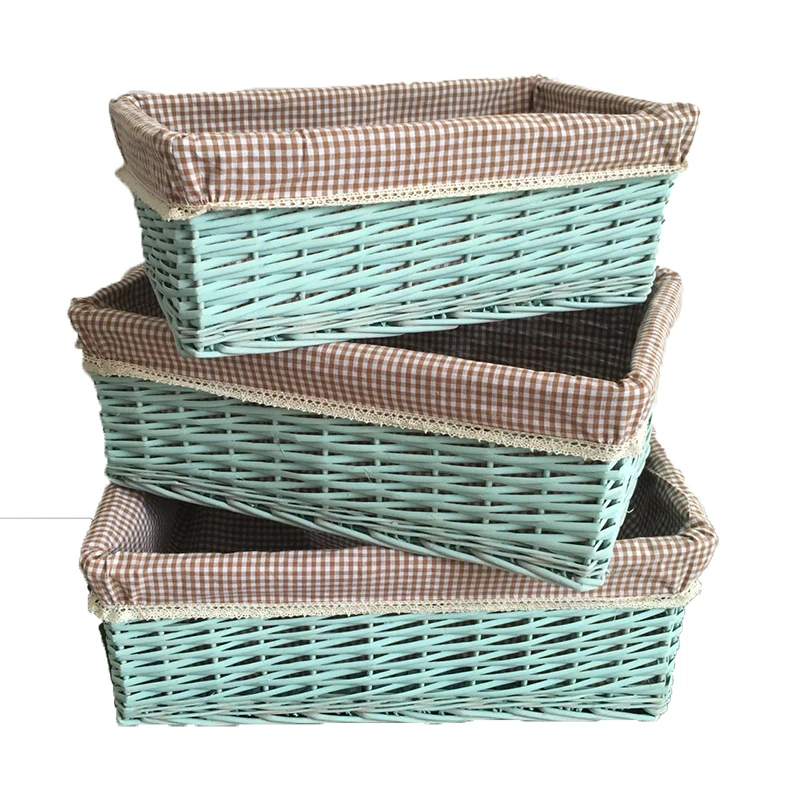 Willow Storage Baskets Laundry Cabinet Woven Wicker Cube Basket With Liner Closet