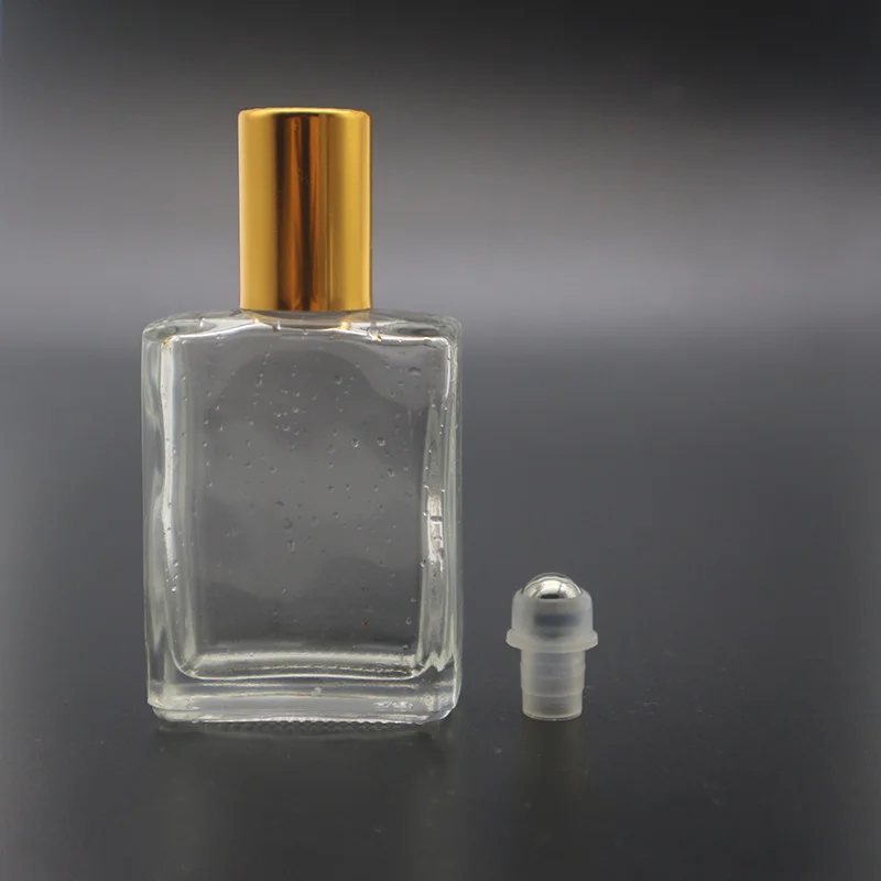 15ml square rectangle clear glass roll on bottles with silver aluminum cap