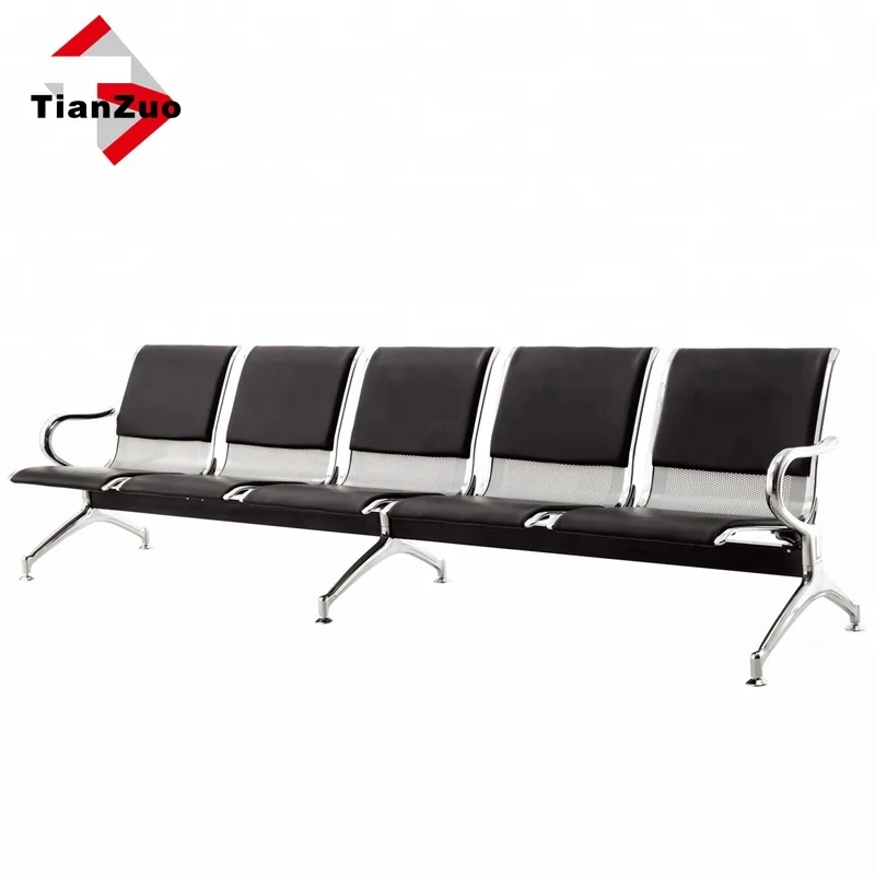 cheap 4 seater pu leather cushion waiting room beam bench