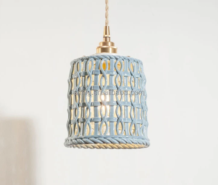 Simig lighting modern brass color E27 holder Ceramic white lampshade Ceramics pendant lamp