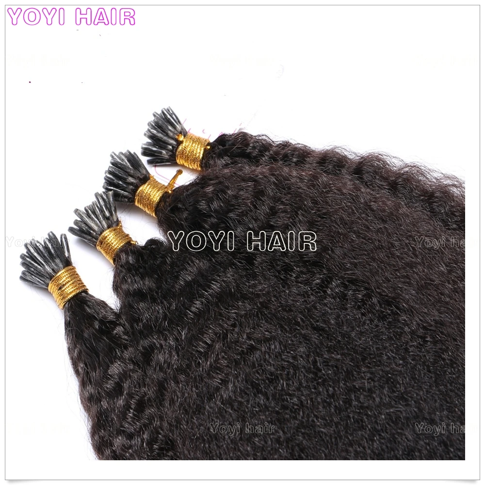 Brazilian human hair weave No shedding 100% Positive feedback kinky straight I tip Hair extension