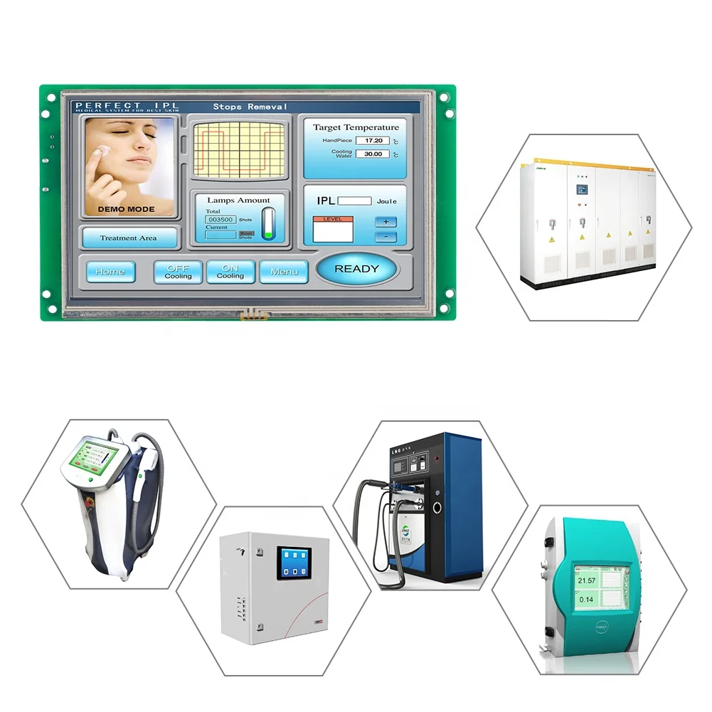 
7 inch Industrial Touch Display LCD with Software + Program for Cheap HMI & PLC Solution 