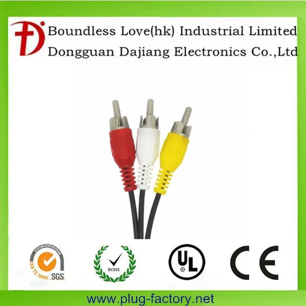 китай поставщик 3 контактный цифровой аудио rca кабель для тв