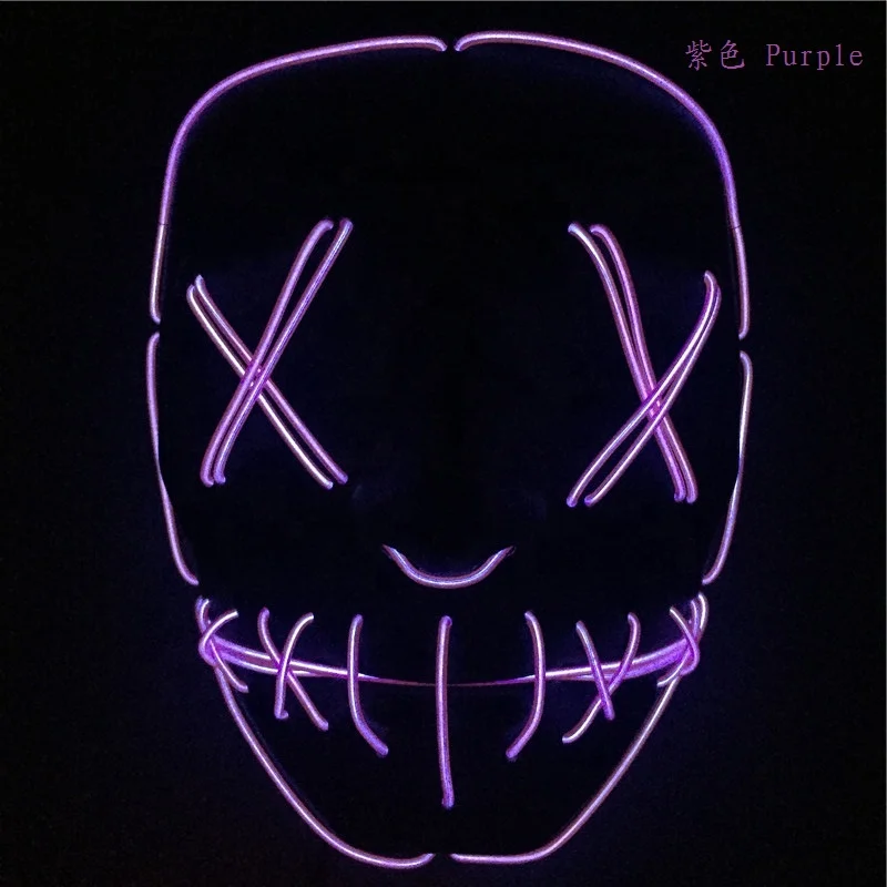 2019 factory sell glowing neon light halloween party face mask