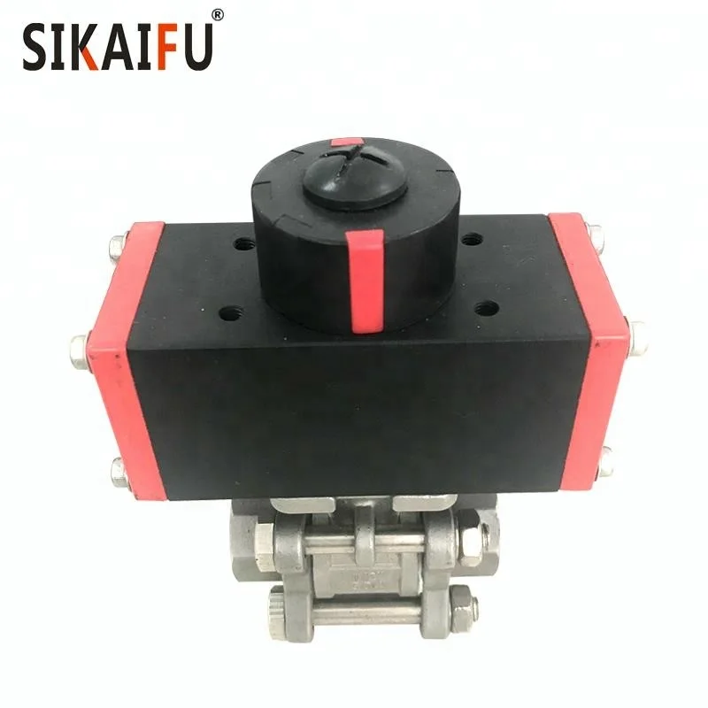 DN15 Stainless Steel 304 Pneumatic Actuator 3pc Ball Valve