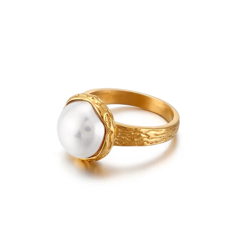 
Modern Design Fashion Jewelry Fine Quality Wholesale Women 18K Gold Pearl Ring 