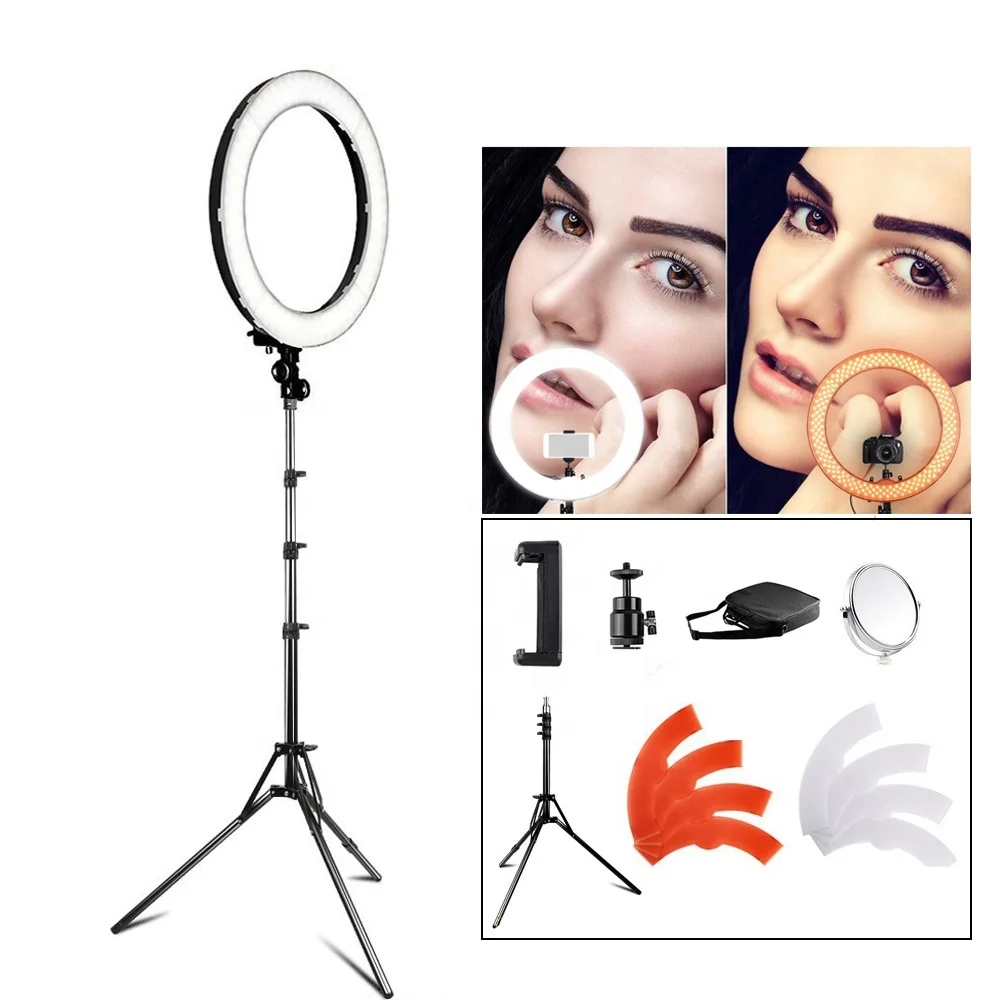 top selling products 2021 beauty dimmable 18 inch 55W 240 led portable ring light designer floor lamp for eyelash extension