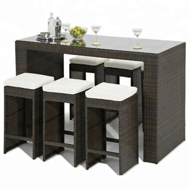 rattan bar table and chairs
