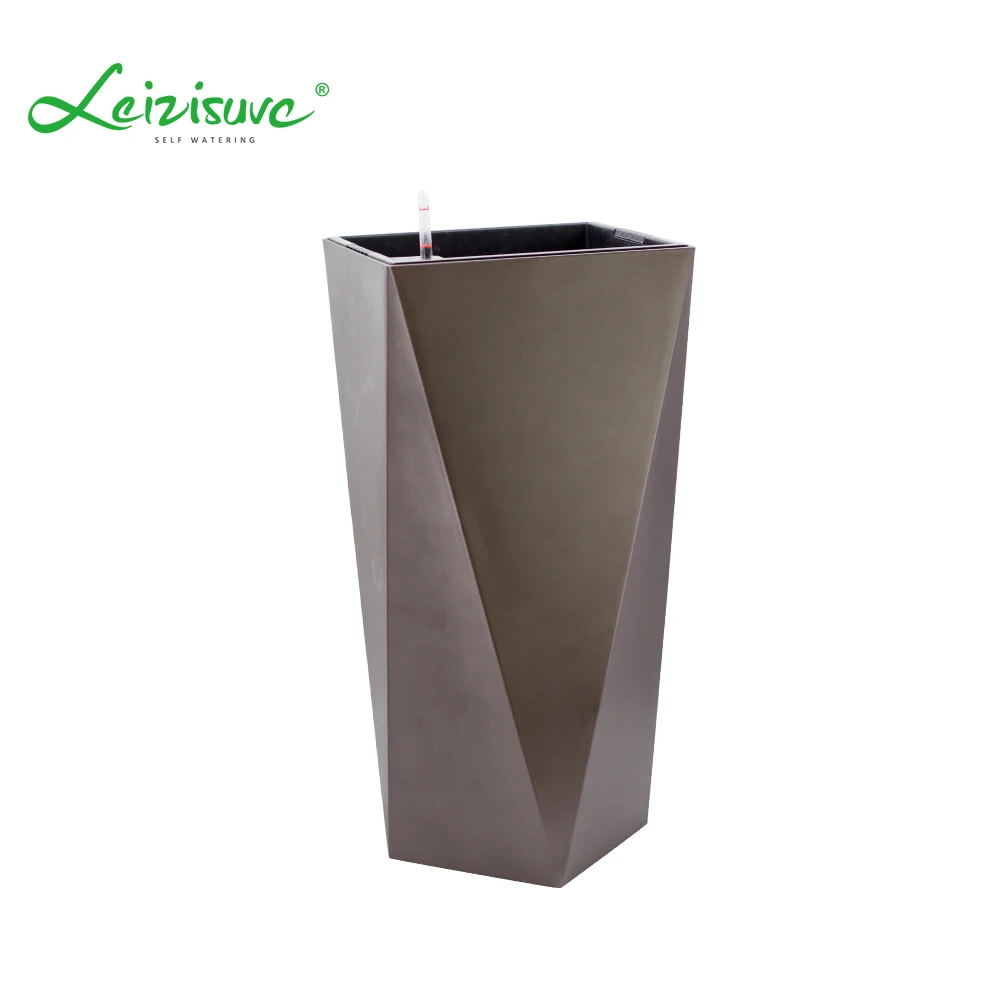Leizisure Geometric Shape Indoor Decorate Garden Plastic Flowerpots Big Tree Planting Planter Flower Plant Pot