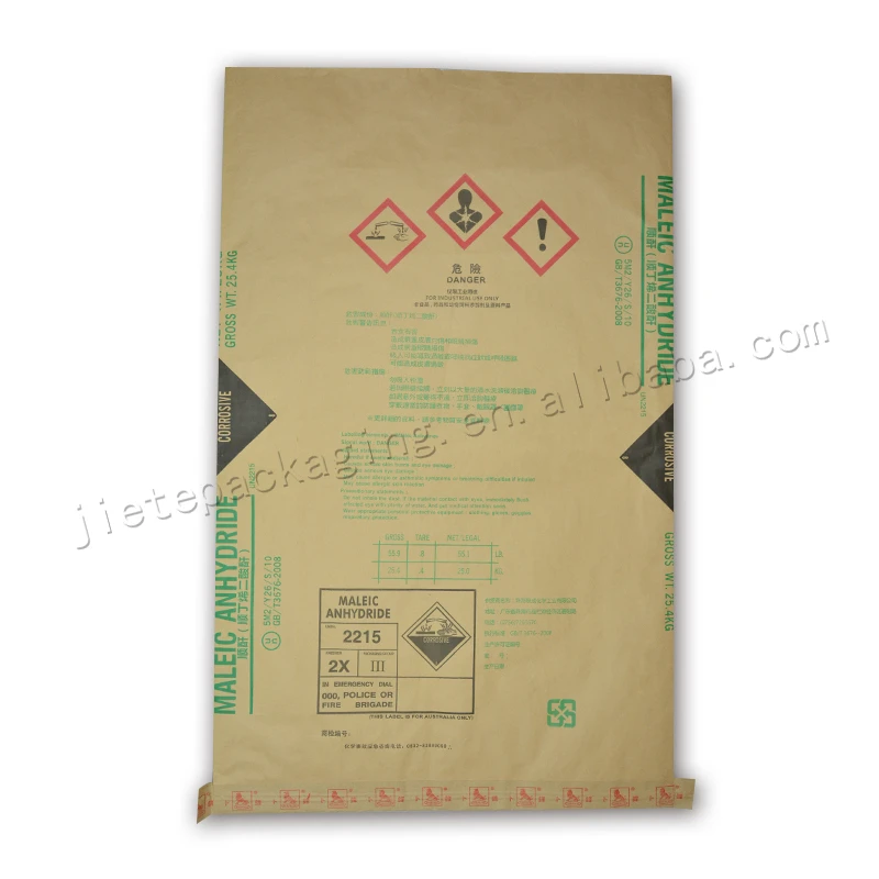 Высококачественный Химически стойкий пакет из крафт-бумаги с подкладкой для малеинового ангидрида