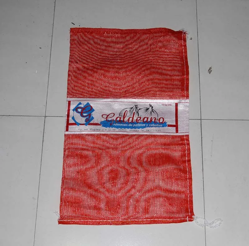 25 kg leno mesh bag packing for onion  potato firewood with UV treated and color file