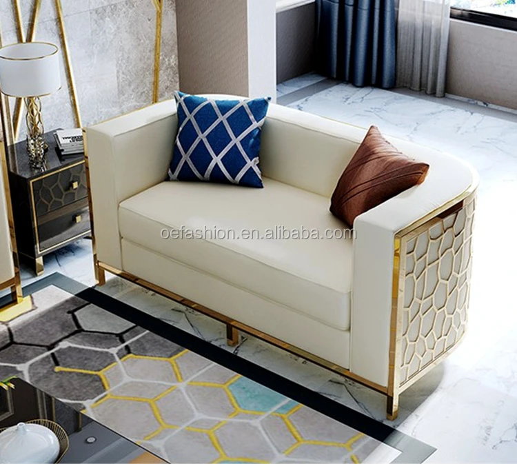 OE-FASHION luxury gold stainless steel wedding sofa