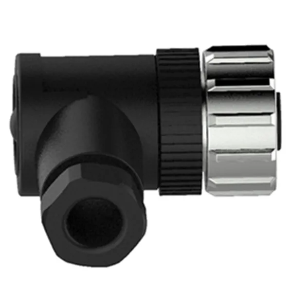 Label customized right angle 4 pin female M12 wireable connector with A coding metal lock PG7 cable gland