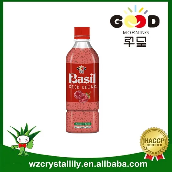 BRC Certification basil seed drink 290ml glass bottle chia seeds drink OEM factory