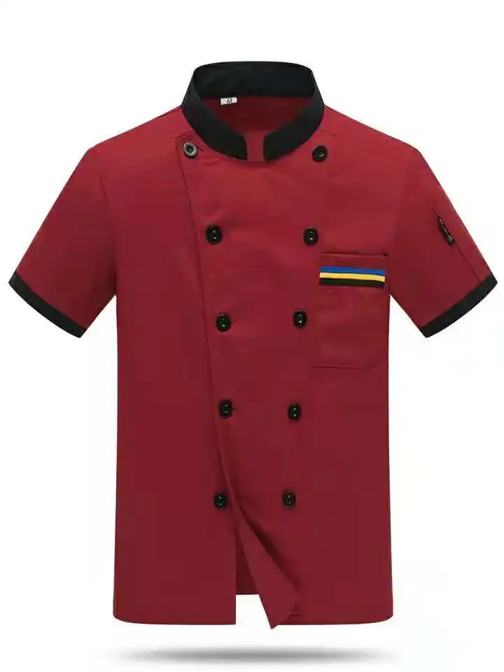 
100% Cotton Double-breasted Snap Button Chef Uniforms Restaurant Uniform 