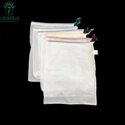 Wholesale Reusable Drawstring Vegetable Fruit Mesh Bag
