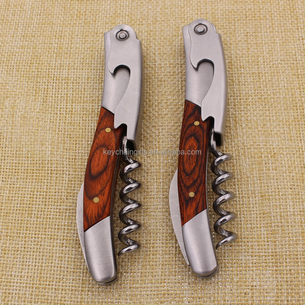Promotion gifts custom logo multifunction wooden corkscrew