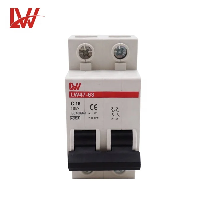 C45N Type Miniature Circuit Breaker MCB LW Brand  LW47-63 2P earth leakage circuit breaker