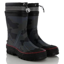 Factory protector print design black water proof rubber shoes men gum boots