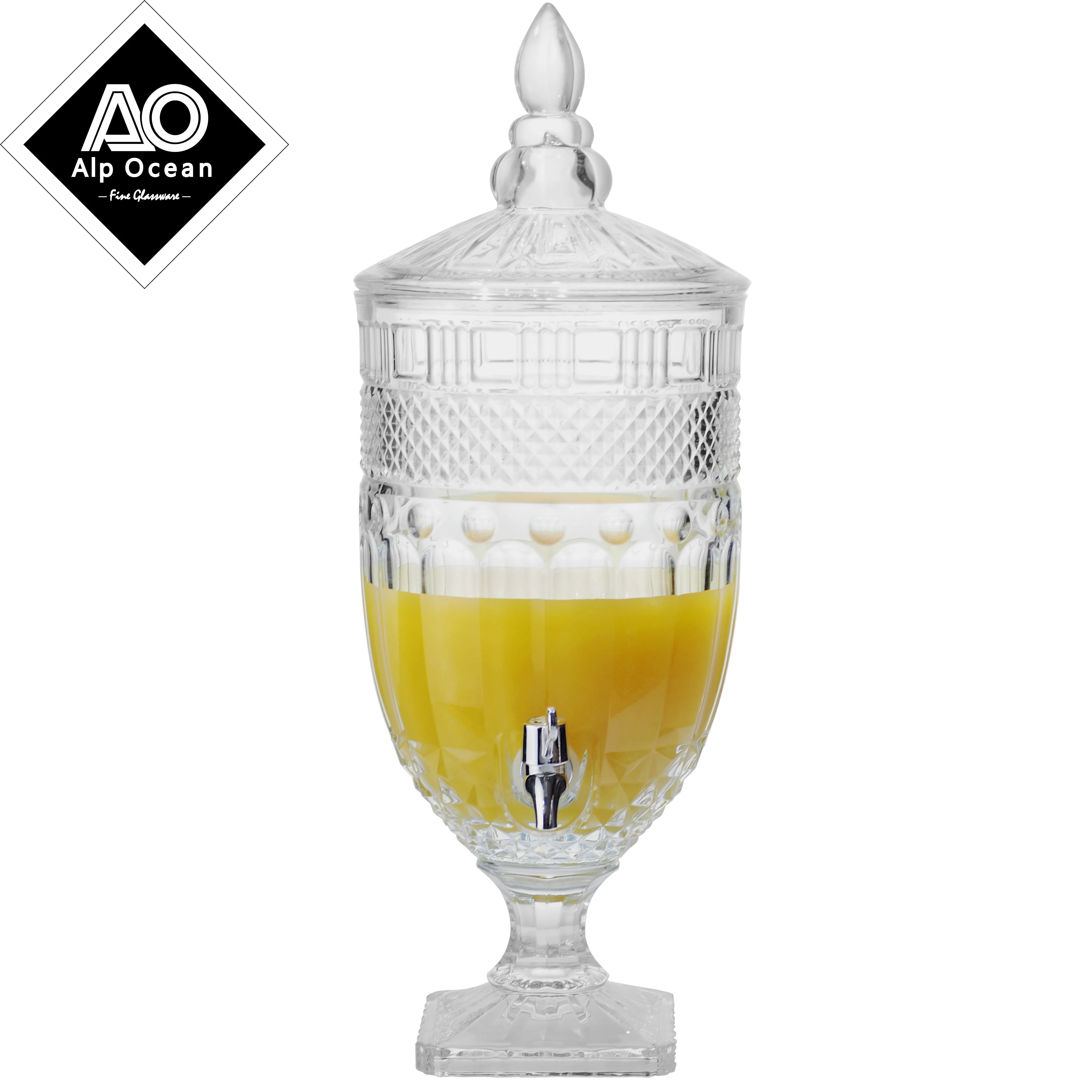 Hot Sale Luxury Classic 5L  Glass Jar Beverage Juice Dispenser With Tap