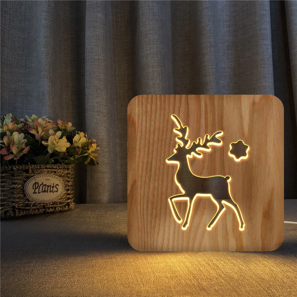 table lamp with wood 3d wooden lamp new product ideas 2019 wooden table lamp FS-T2015W