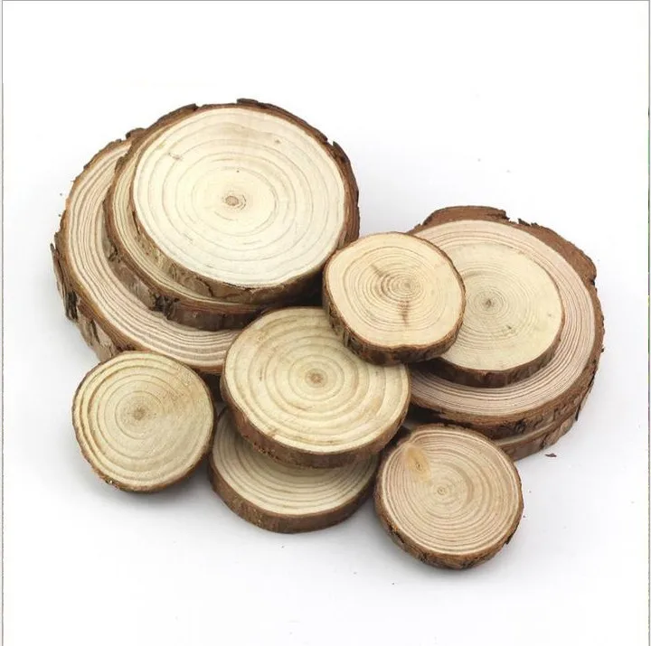 
Natural Wood Slices Round Blank Craft Rustic Wedding Ornaments Wood Chips Wood Disc 