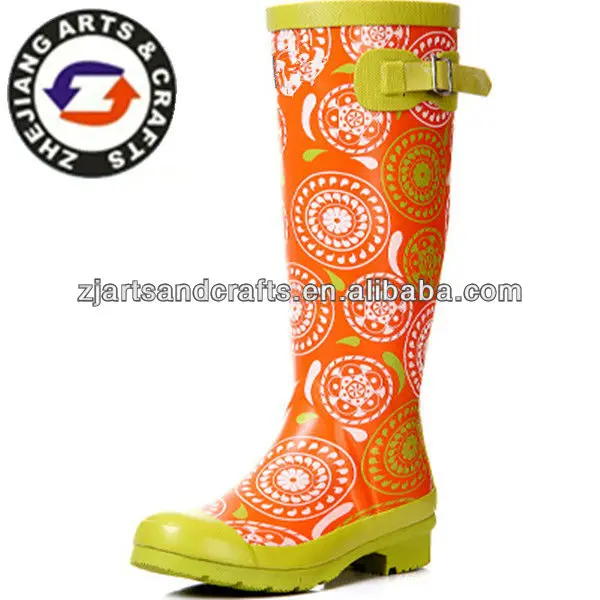 Adjustable ladies custom made wellington boots colourful rubber rain boots