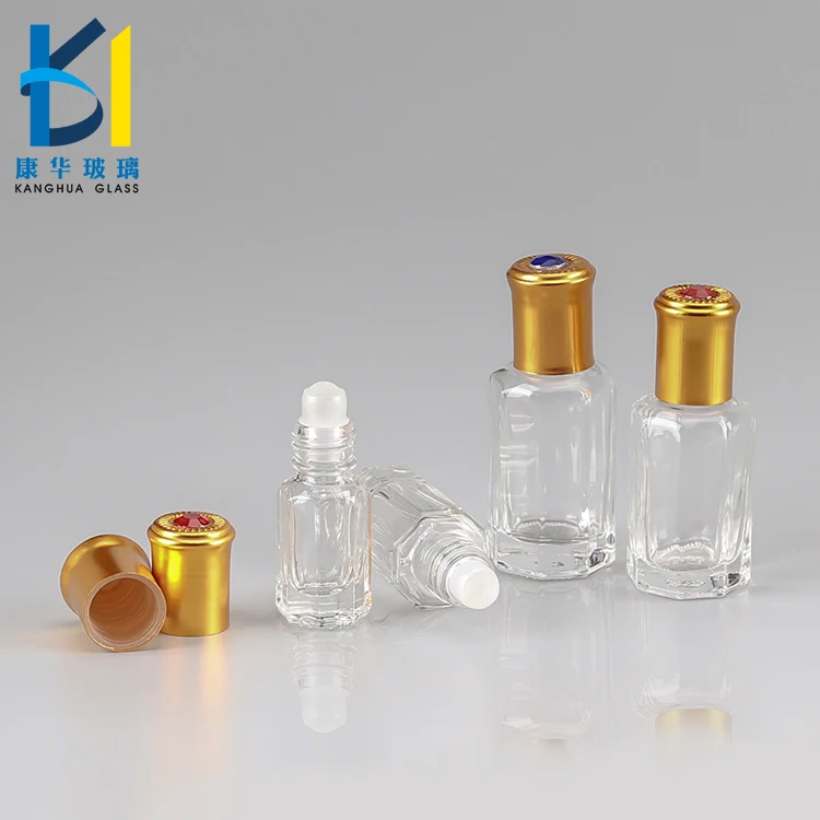 
Wholesale Perfume Clear Octagon Attar Glass Essential Oil 3ml 6ml 12 ml Roll On Bottle 10ml 