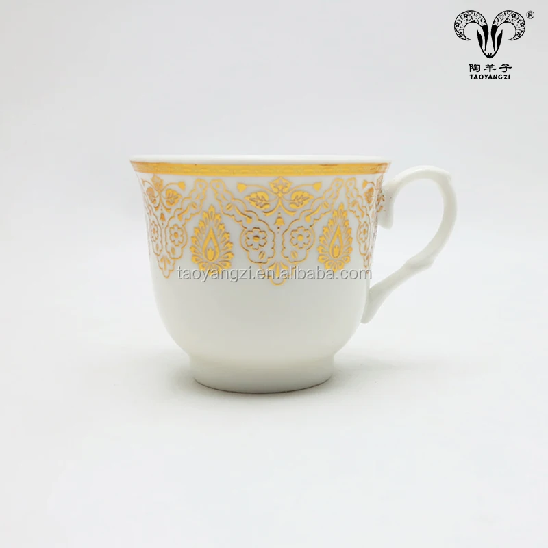 Customized Promotion Ceramic Porcelain Gold Rim Tea Cup Coffee Cup with Saucer