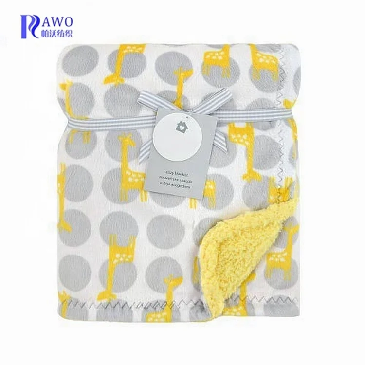Dot print knitted 100% polyester super soft warm coral fleece baby blanket