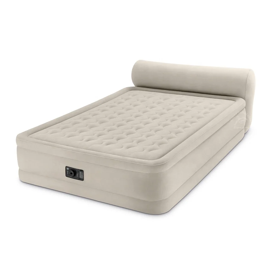 Wholesale Self Inflating Fashion Furniture Queen Size Inflatable Heavy-duty PVC Flock Air Bed MattressWith Headboard