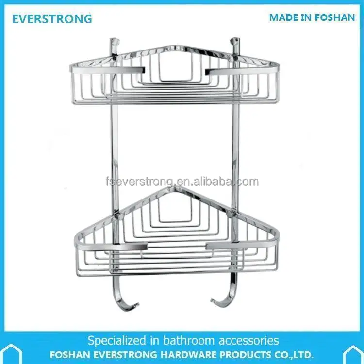 Everstrong  double layer  storage rack V4103D stainless steel shower basket  or bathroom  corner shelf