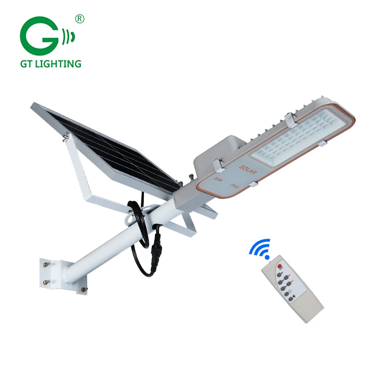 Outdoor waterproof ip66 24watt 50watt 70watt 100watt remote control solar led street light