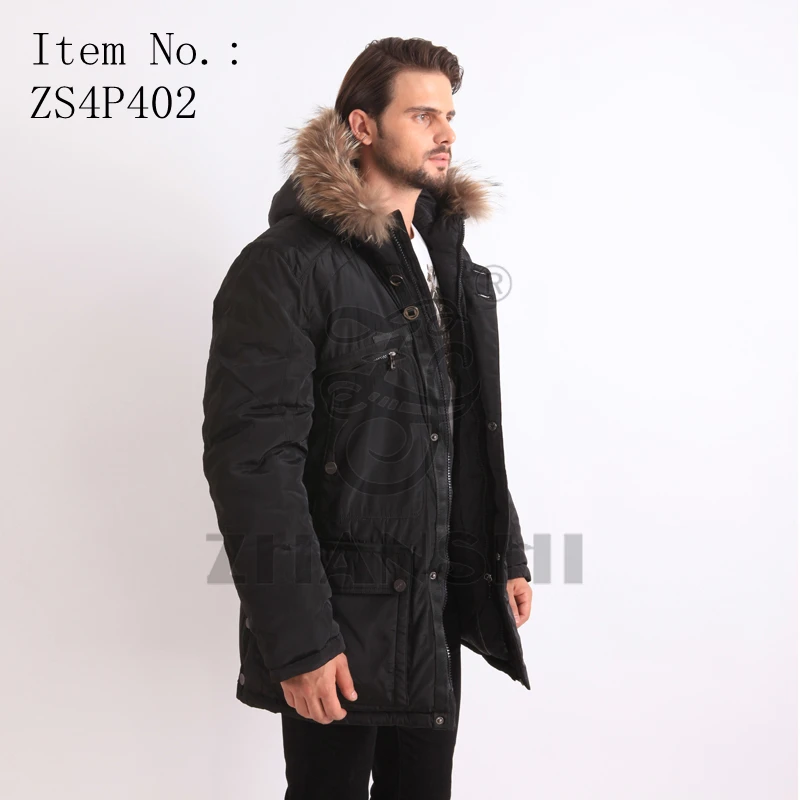 Canada style Goose down filling padded parka jacket with fur hood