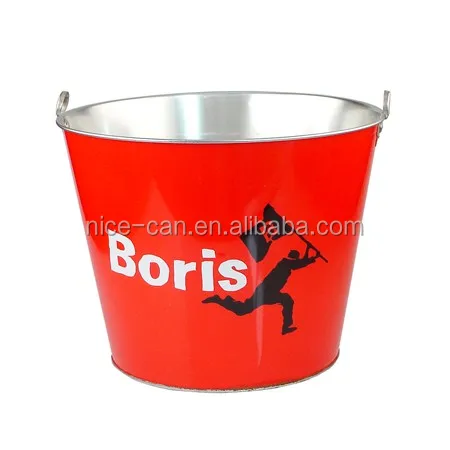 
Galvanized Custom Metal Buckets Tinplate Ice Bucket Beer Tin Cooler 