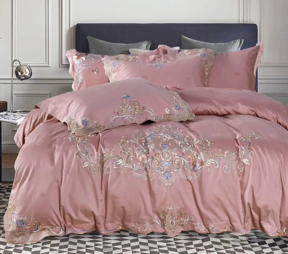 High quality 400 Thread Count Queen Cotton Sheets Set pink luxury  100% Long Staple Cotton Soft Cotton Bed Sheets
