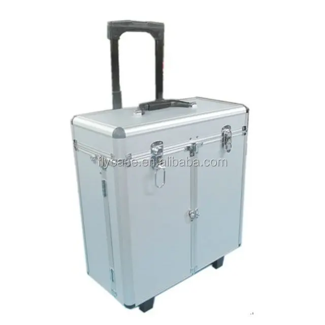 Индивидуальный большой алюминиевый чемодан на колесиках с ручкой и карманом для инструментов