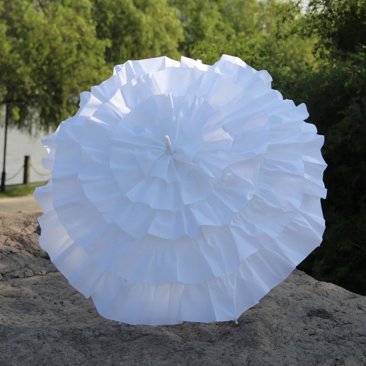 A0250 White Can Can Parasol Umbrella Baby Shower Party Decoration Frill Umbrella