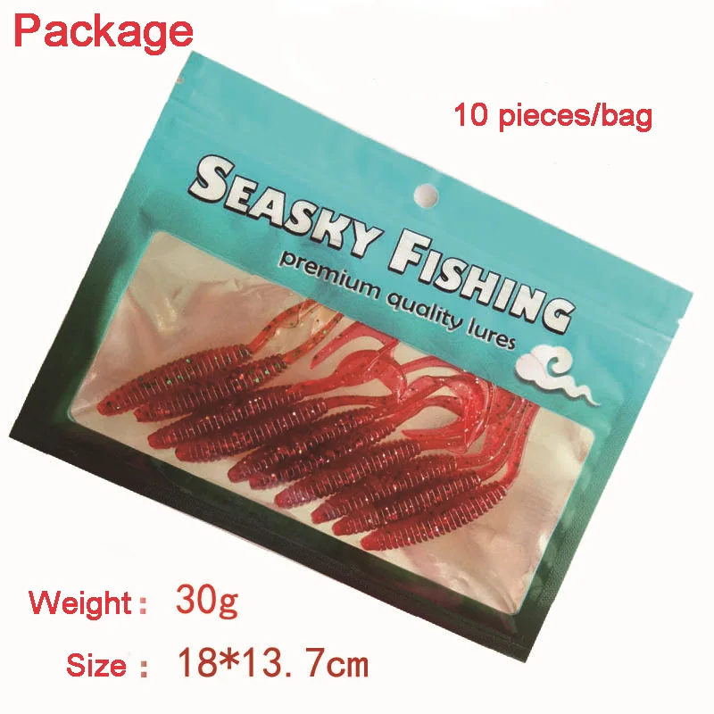 9.5cm single long tail soft maggot grub lure worm silicone fishing bait lure