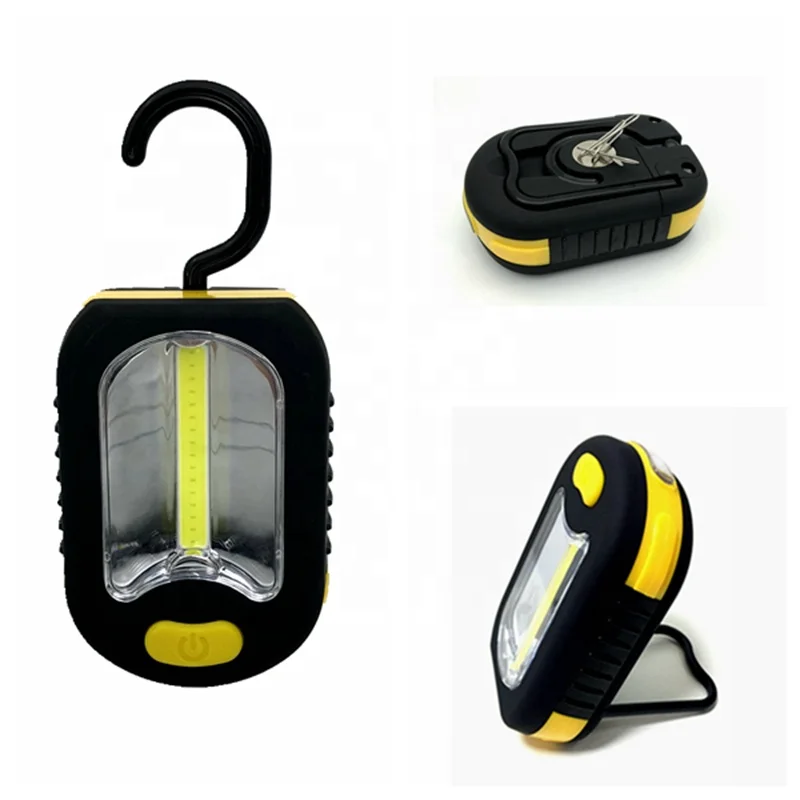 mini portable magnetic work light 3 W COB LED AAA Battery with Stand hook for camping repairing DIY lamp factory cheap price