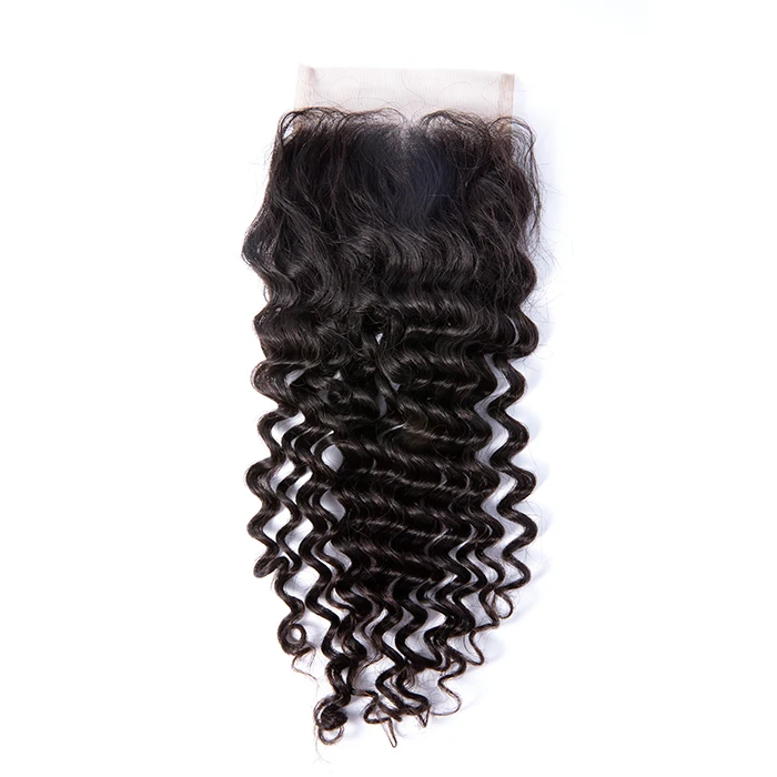 
GS hair deep curly human hair deep curly silk base closure with baby hair 