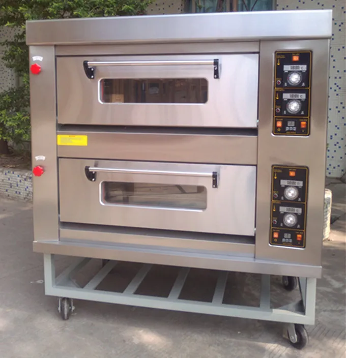 2 Deck 4 Trays Commercial Gas Oven With Stone For Pizza