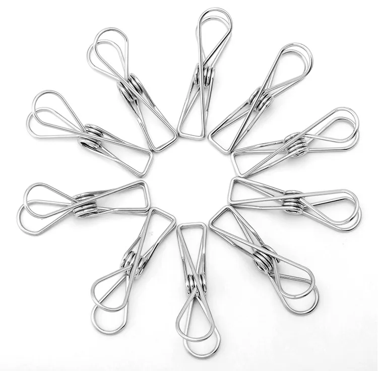 Stainless Steel Metal Clothes Pegs with Spring for Laundry Drying Bags Kitchen Travel-Versatile Clothing Clips