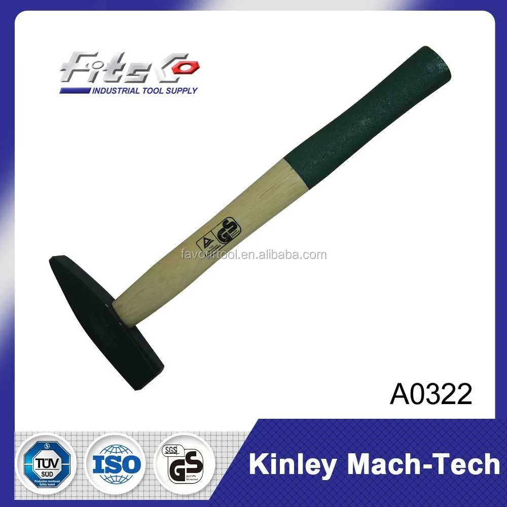 German Type Machinist Hammer With Wooden Checked Handle