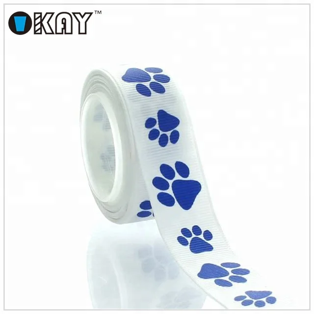 Hot Selling 100% Polyester Dog Paw Printed Grosgrain Ribbon