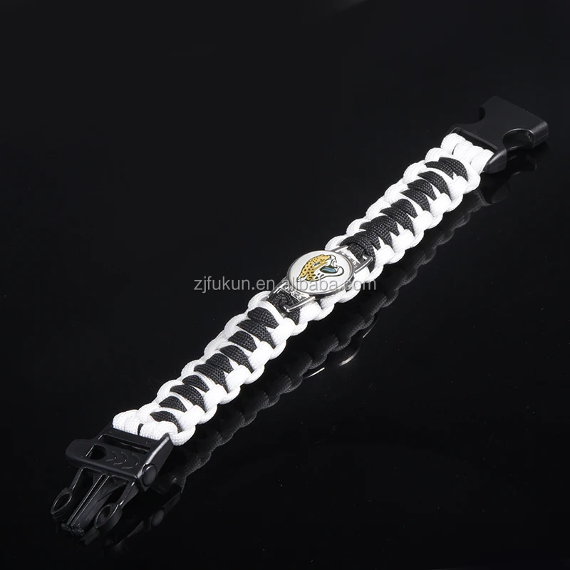 New Custom Logo Design Weave 550lb Paracord Bracelet NFL Team Logo Paracord Survival Bracelet