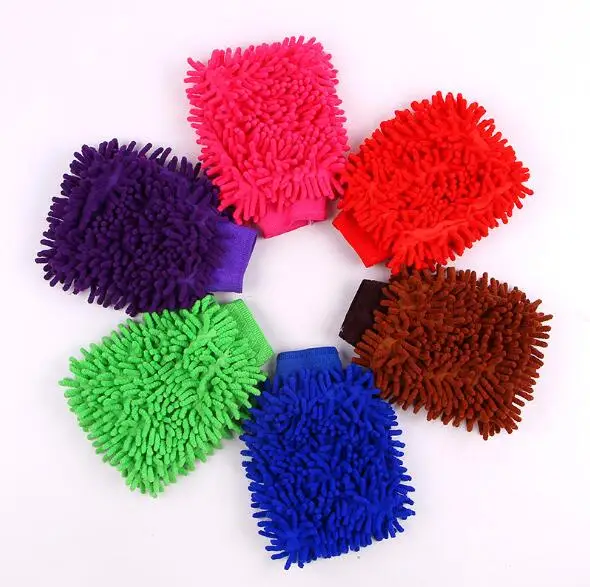 
China supplier cheap wholesale soft gentle scratch free colorful microfiber chenille car wash mitt for cleaning 